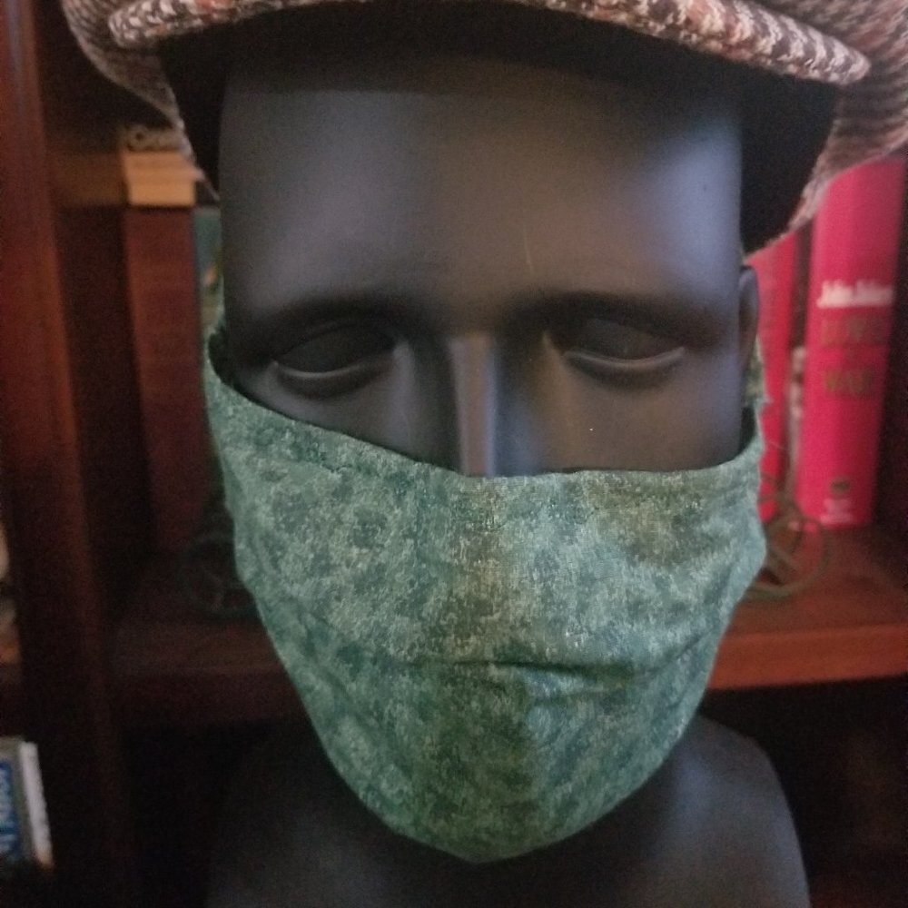 Cloth Face Mask - Silver/Copper Filters-Moss Green